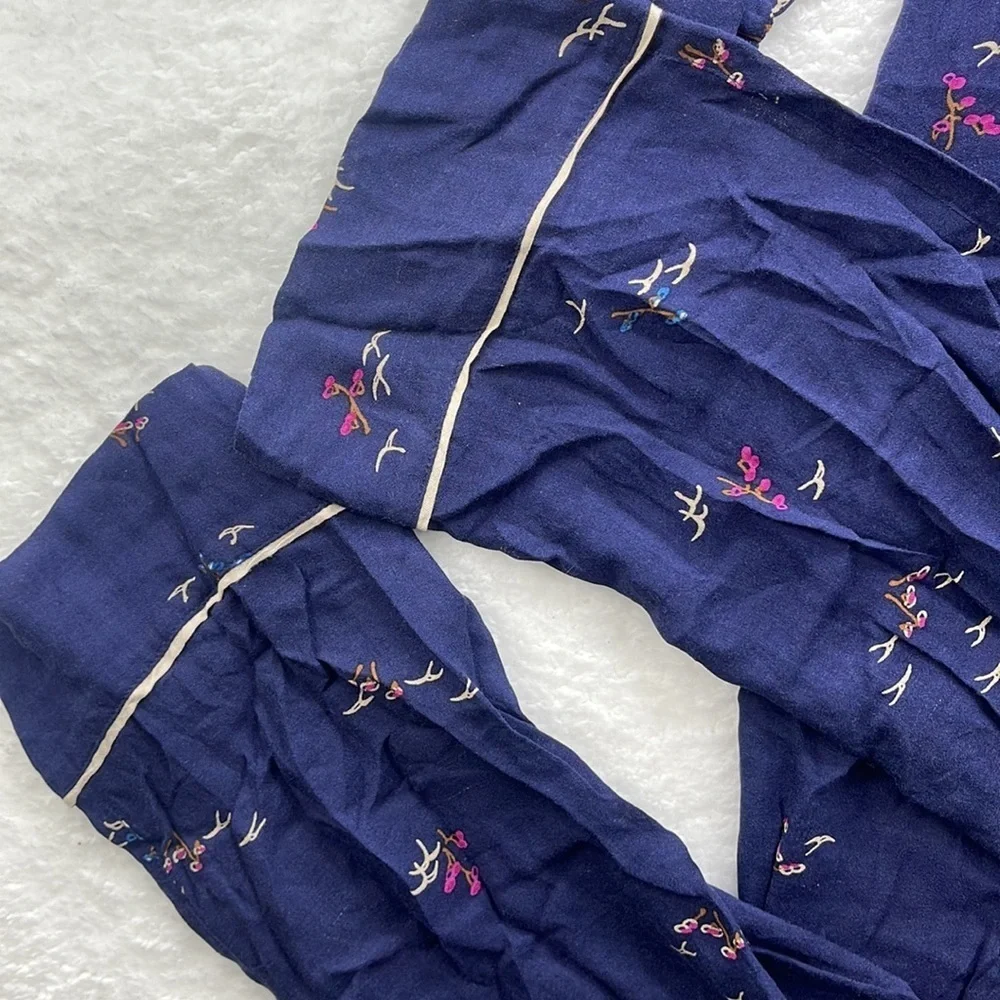 Anthropologie Floreat Pajama Jumpsuit Bird Print Jumpsuit S